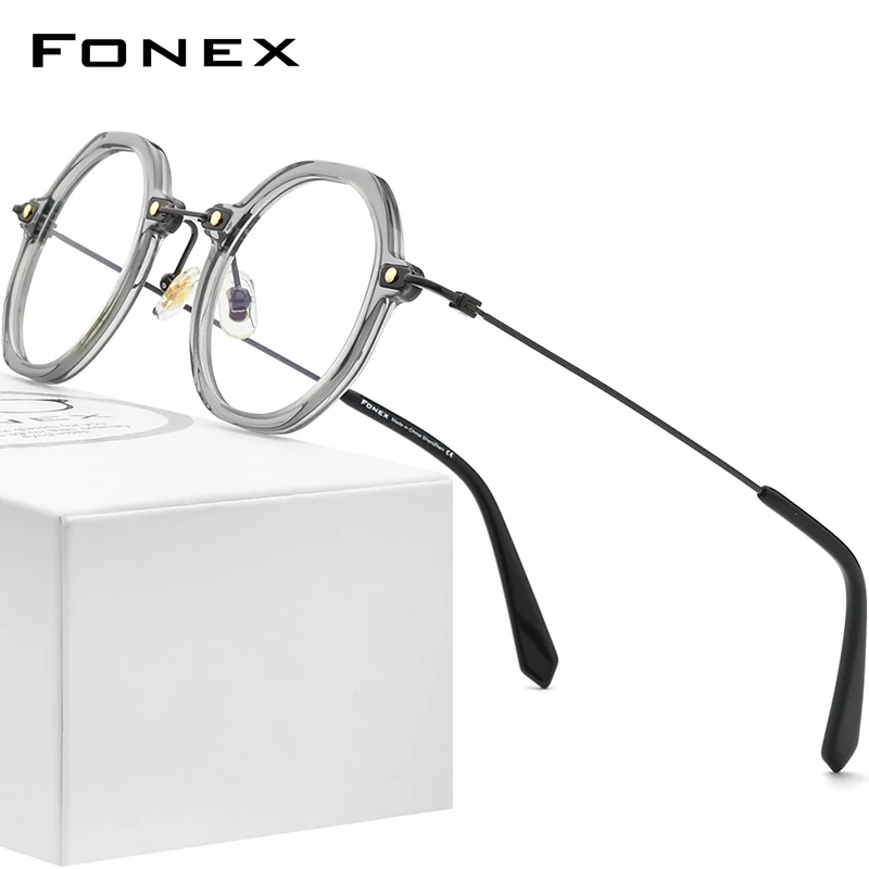 

FONEX Acetate Titanium Glasses Frame Men 2024 Vintage Polygon Eyeglasses Women Spectacles Transparent Eyewear F85677