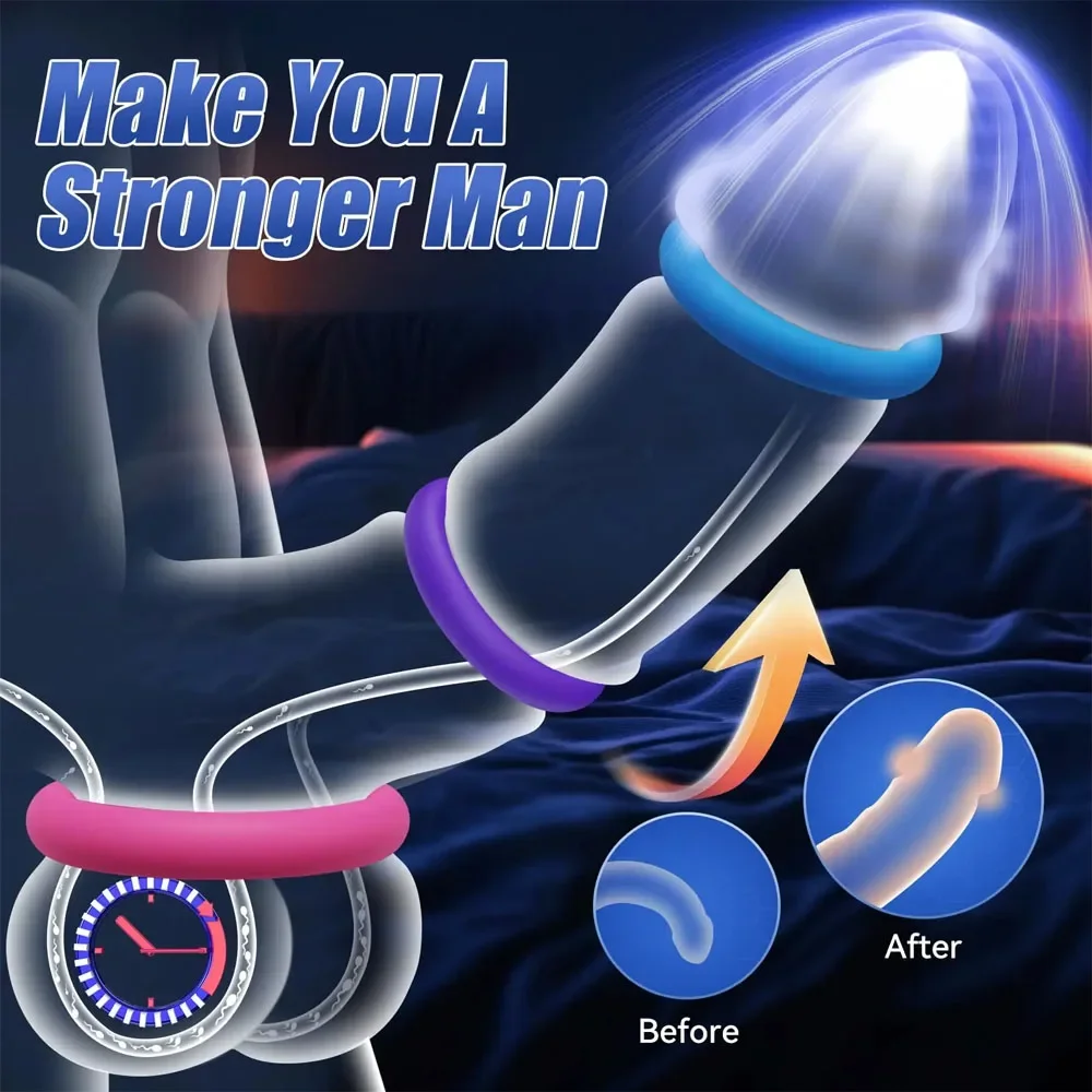 Penis Ring 6 Pcs Cock Ring Set Adult Product Male Rings for Men Delay Ejaculation Lasting Erection Sex Toys for Couple