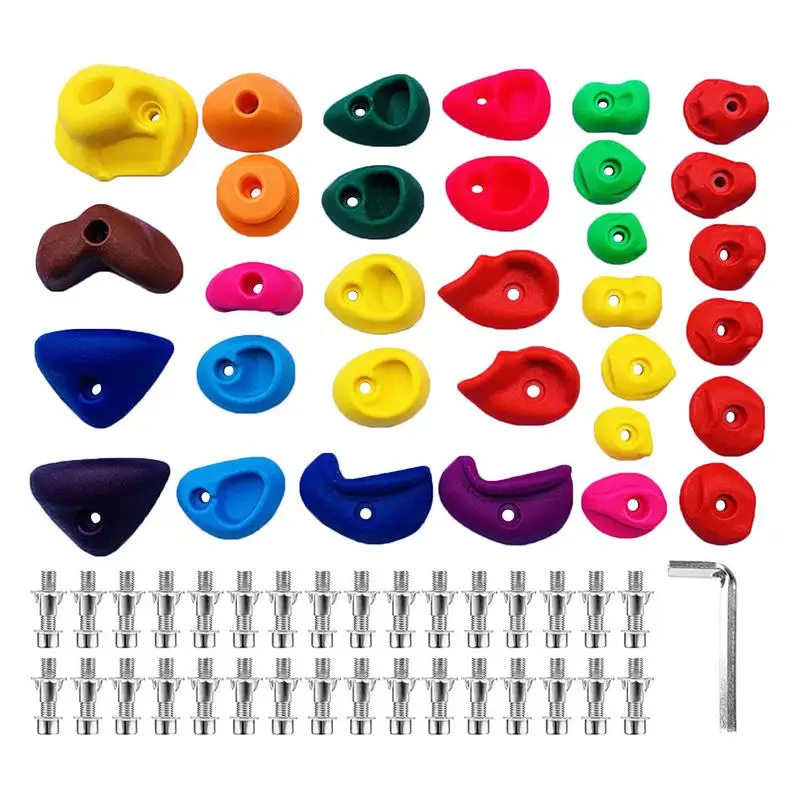 

Rock Climbing Holds For Kids 32PCS Multi Size Indoor Rock Climbing Wall For Kids Sturdy Rock Climbing Playground Equipment For