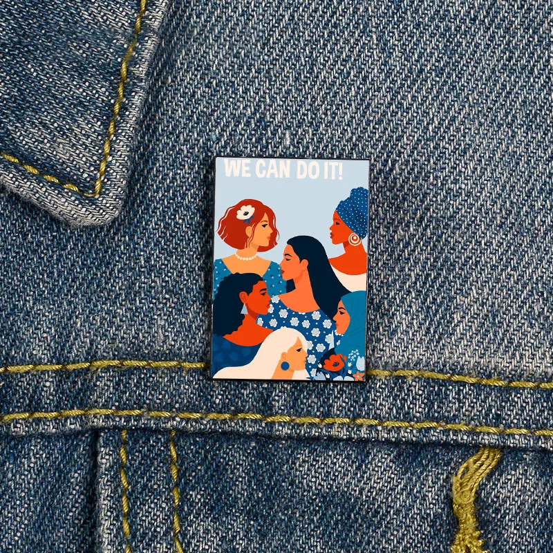 Fashion We Can Do It Women Together In Feminism Vintage Spille Shirt Risvolto Insegnante Bag Cute Badge Cartoon Pins For Lover Girl