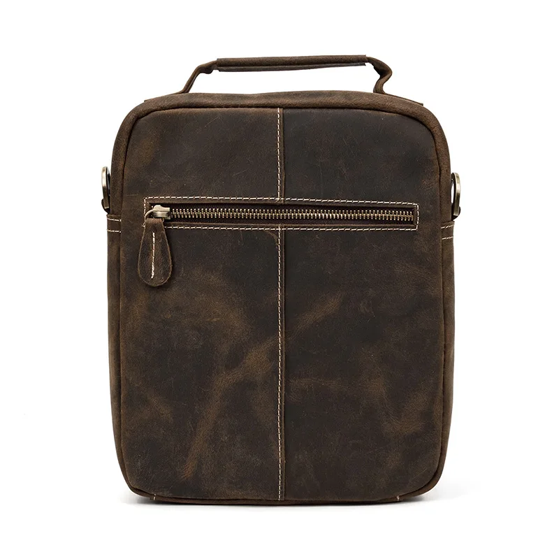 2022 Genuine Leather Men's Handbag Shoulder Bag Outer Casual Crossbody Bag Crazy Horse Leather Work Messenger Bag Male Handbag