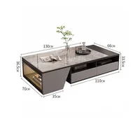Table basse de rangement rectangulaire avec tiroirs, Meuble de luxe multifonction tendance, Meuble de salon moderne 2