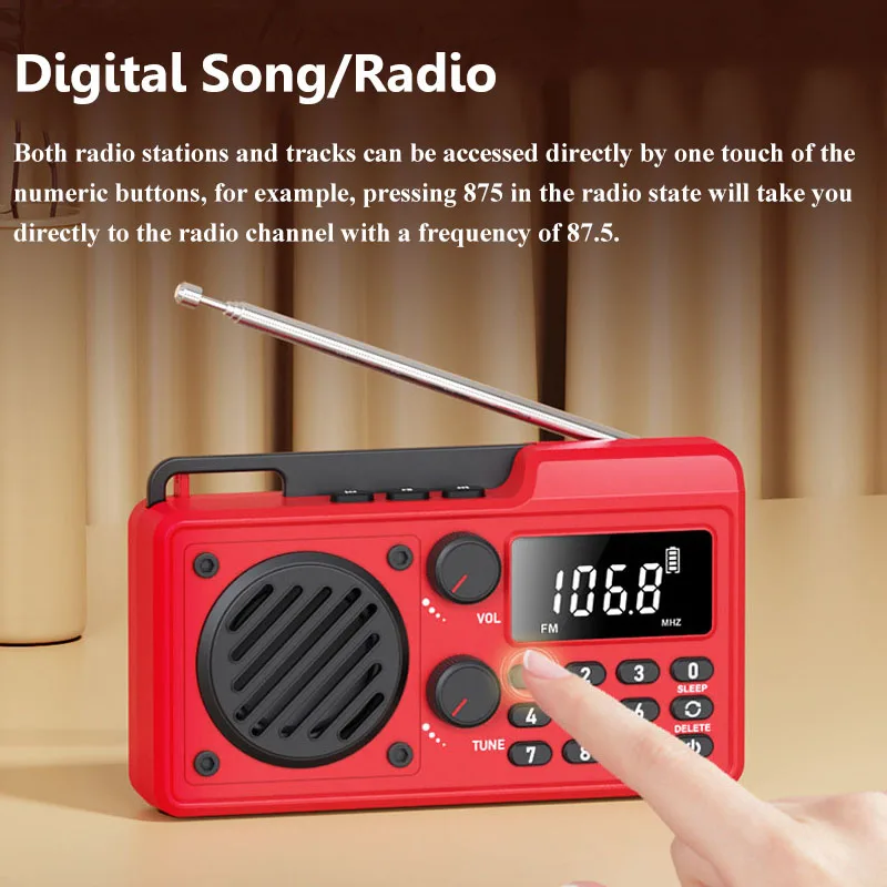Mini Full Band Radio Portable FM AM SW DSP Radios Receiver Timed Shutdown Bluetooth Speaker TF USB Music Player 64-108MH 9K/10K