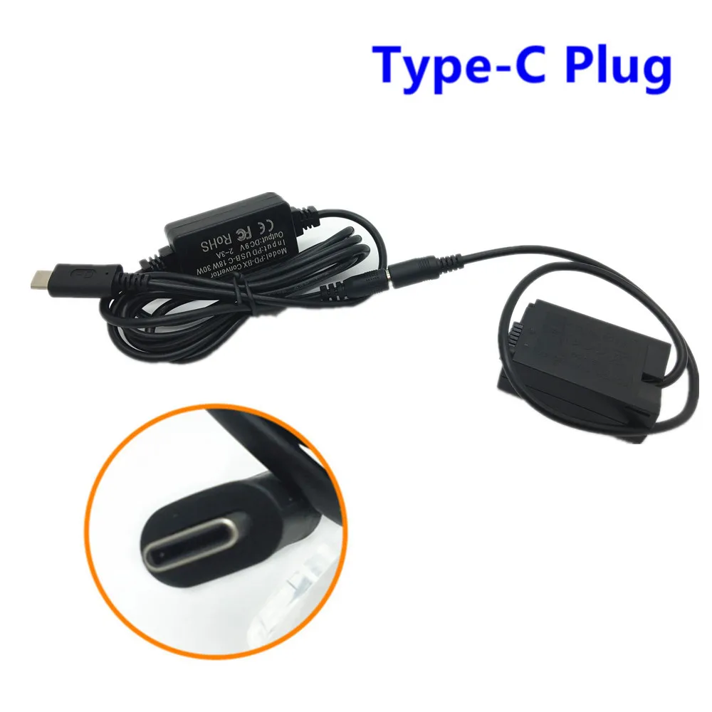 EN-EL25 Dummy Battery Coupler + Power Supply Adapter USB Type-C Charger Kit for Nikon ZFC Z50 Z30 Camera as EL25 ENEL25 EP-5G