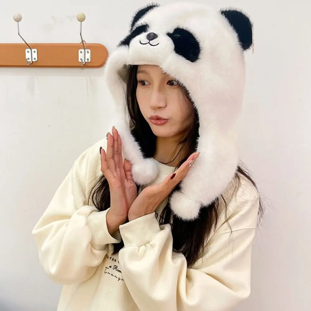 스토리텔링 판다 손 인형 시뮬레이션 스카프 판다 목 베개 부드러운 30cm 판다 모자 선물