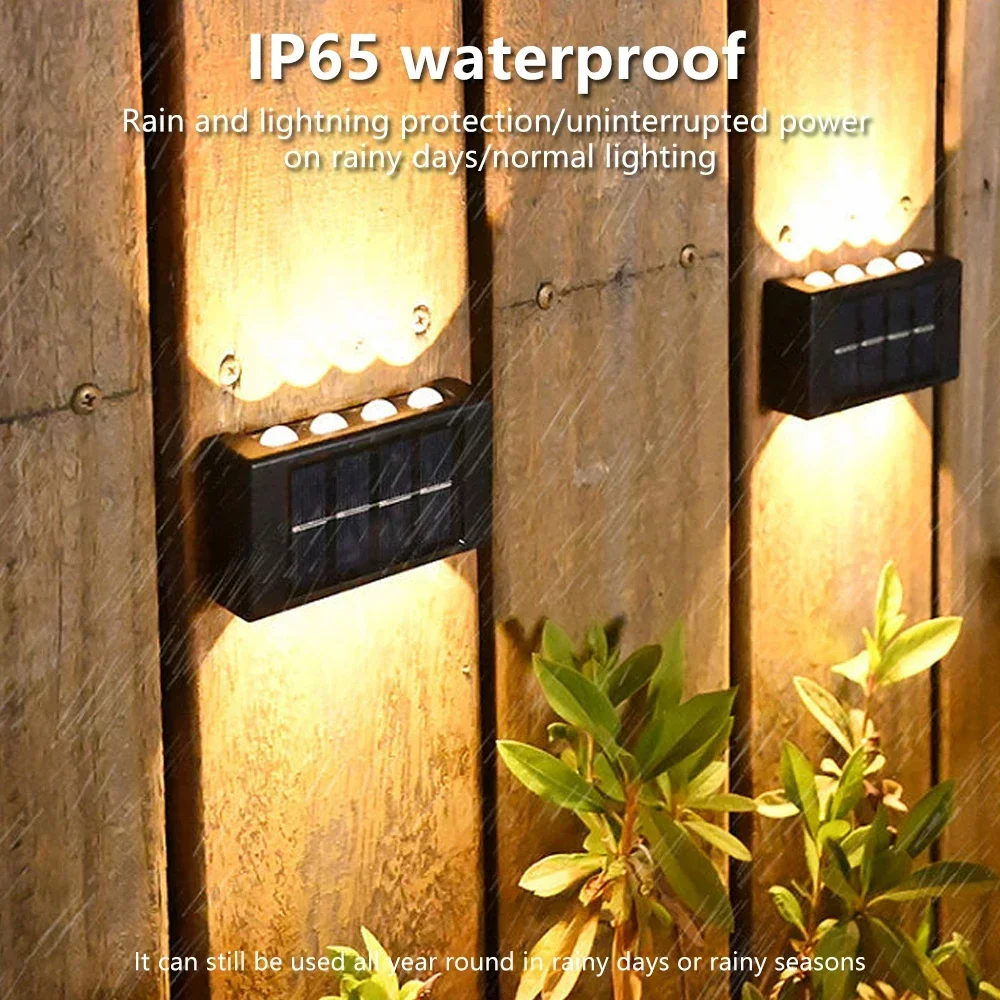 Description Picture 4 of itemChristmas10/8/6/4LED Solar Wall Lamp Outdoor Waterproof Up and Down Luminous Lighting for Garden Fence Decoration Sunlight Light