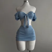 Carly Puff Sleeve Strapless Skirt Set 1