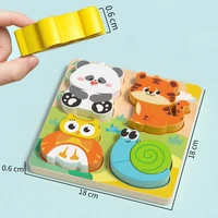 4-in-1 Wooden Toys 3D Wood Puzzle Cartoon Animals Cognitive Jigsaw Puzzle Early Learning Educational Toys For Children Gift 3
