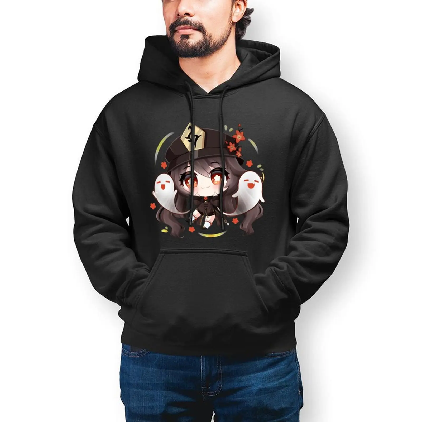 

Manga Genshin Impact Essentials Hoodies Autumn Hu Tao Street Fashion Sweatshirts Men Kawaii Pattern Oversized Pullover Hoodie