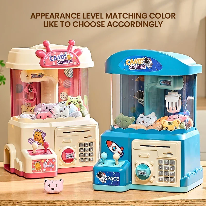 Claw Machine Diy Doll Machine Piggybank Coin Operated Play Game Claw Catch Crane Machines Music Doll Children Xmas Gifts Toys