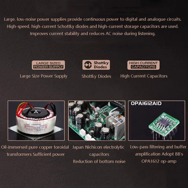 무손실 HIFI CD 플레이어 블루투스 5.0, OPA1612 연산 증폭기, DTS CD 음악 플레이어, 24 비트 192KHz 디코딩 XLR 출력