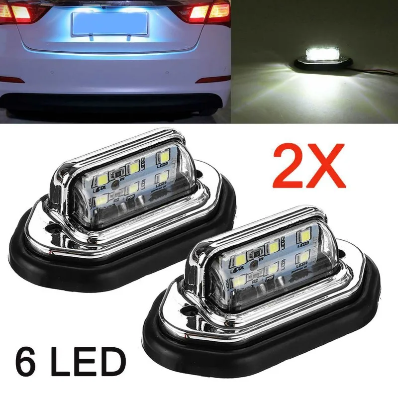 1/2Pcs Car License Plate Lights 6 LED Universal Car Truck Bus Motorcycle Truck License Plate Light Safety Driving Lamp Light 12V