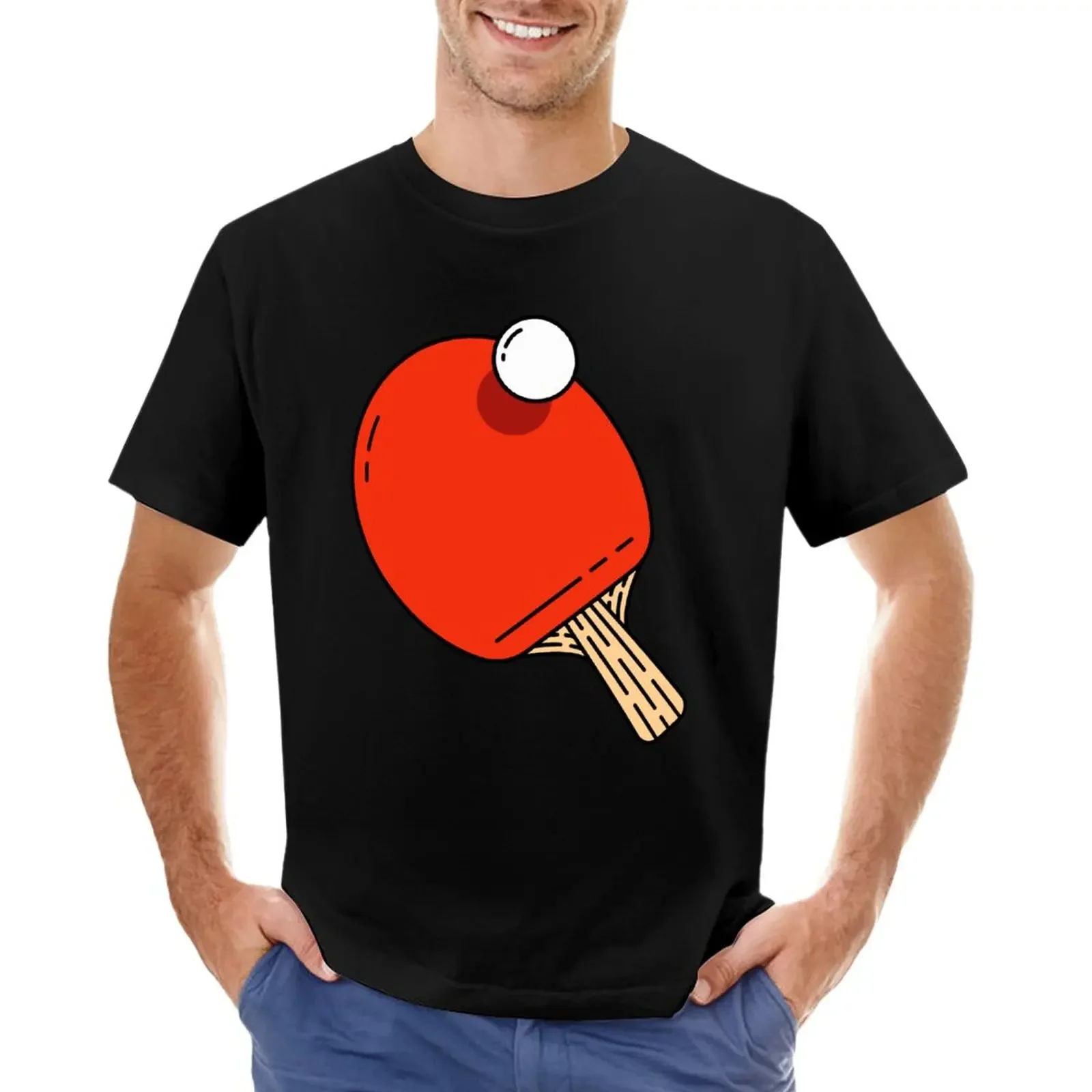 

Ping-Pong Pattern - Red in Black Version - Table Tennis Player Motif Pingpong Match T-Shirt plain t-shirt mens t shirt graphic