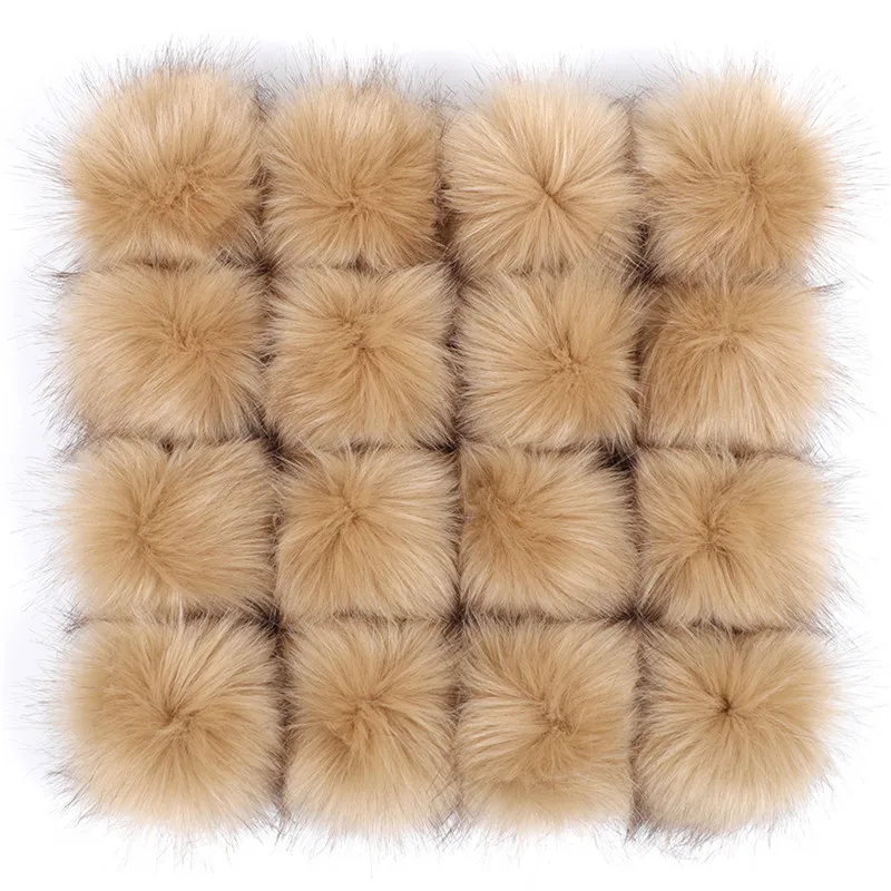 DIY Hairball Hat Fur PomPom 6pcs 8cm pom poms craft supplies Fake Fox Fur Pom Pom Balls With Rubber Band Buttons Handmade Knit Clothing Hat Accessories