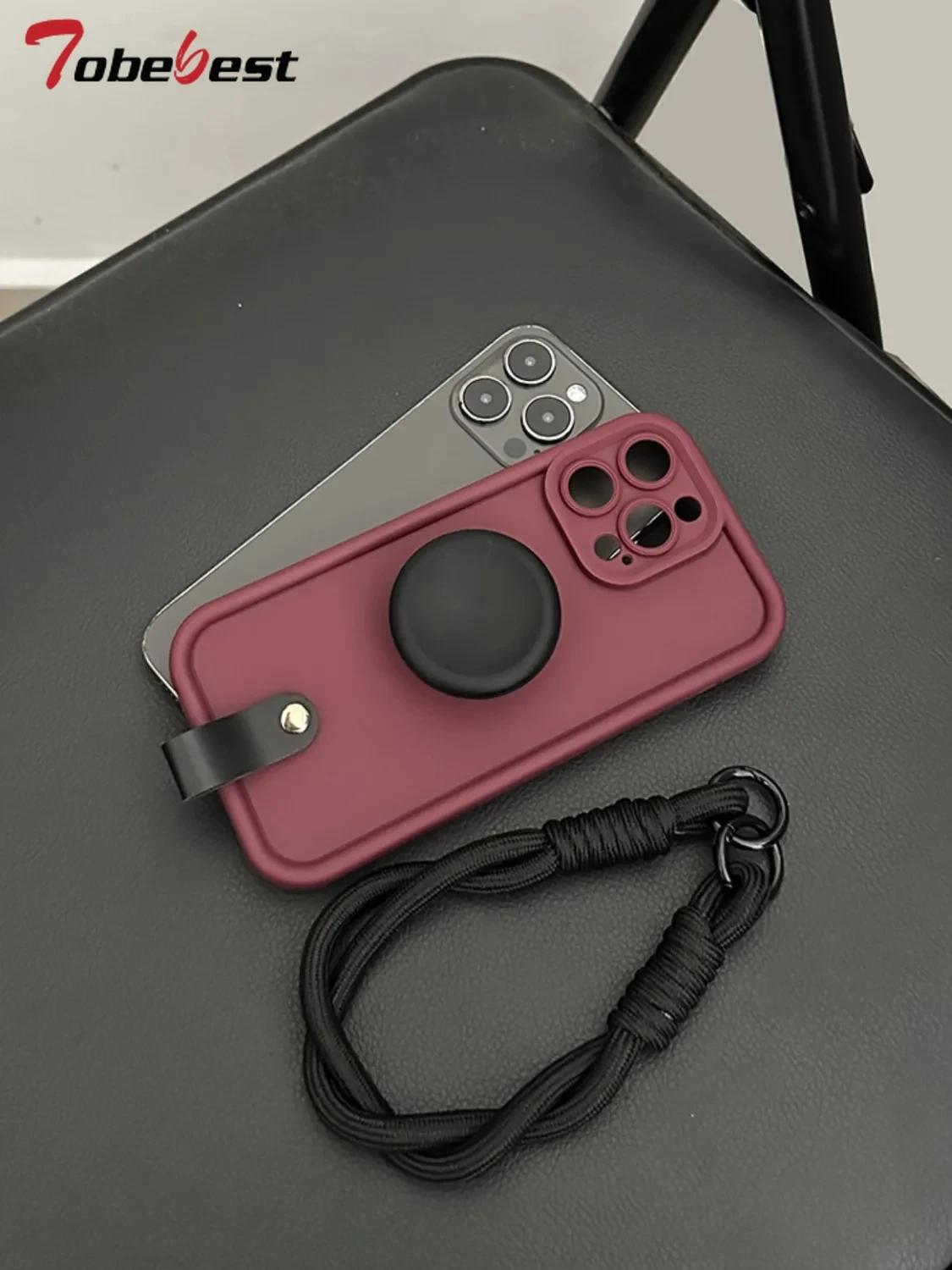 Silicone Phone Case with Wrist Strap Lanyard and Stand Feature