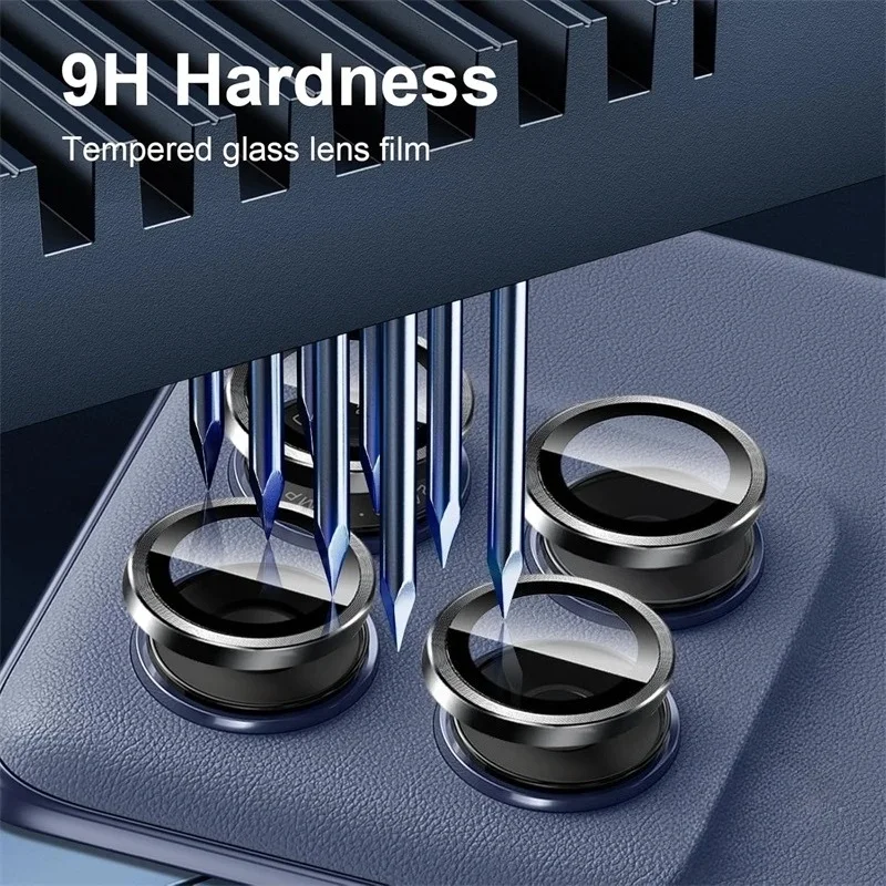 Premium 9H HD Alloy Metal Camera Lens Protector with Tempered Glass