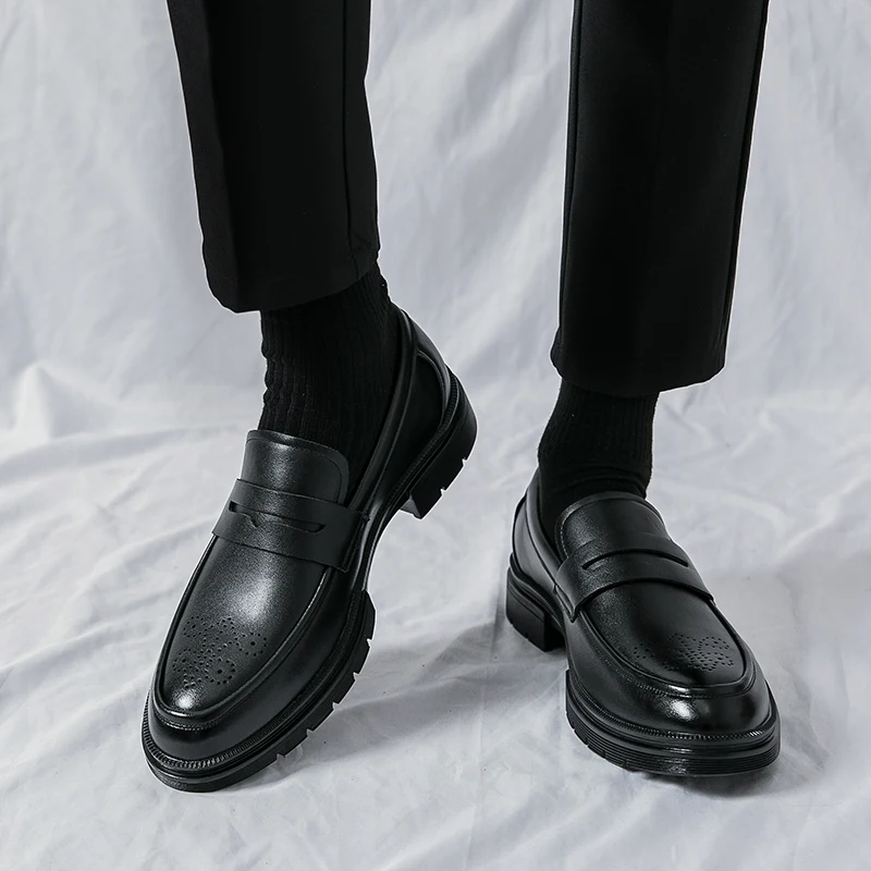 Men's Shoes Luxury Brand Business Formal Loafers Slip-on Driving Shoes Fashion British Style Men Leather Shoes Moccasins Flats - Image 5