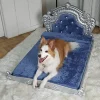 XXLarge Luxury Pet Bed with Headboard and Washable Dutch Velvet Cover Dog Cat Bed High Elastic Sponge 1