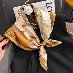 Elegant Red and Blue 100% Mulberry Silk Paisley Scarf for Women - Luxurious Square Neckerchief (Beige yellow)