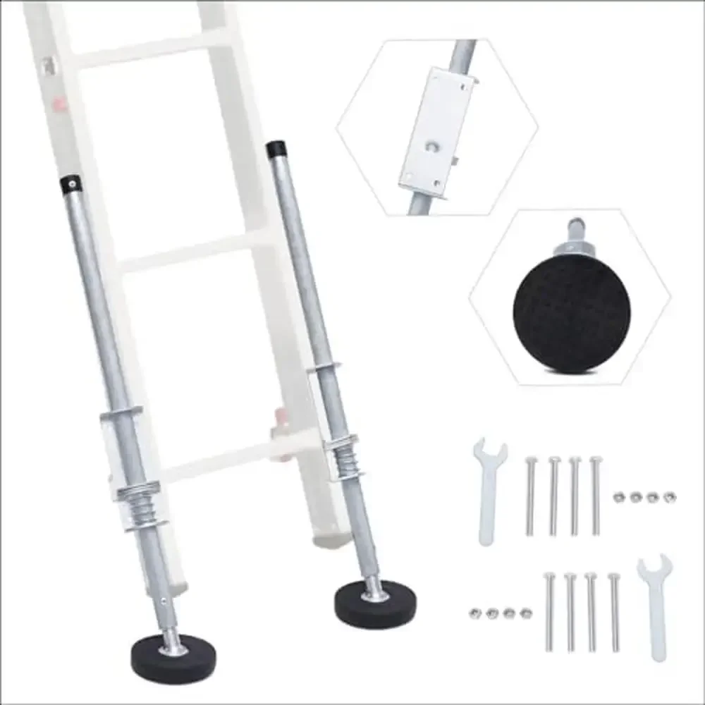 Adjustable Ladder Leveler Kit Extension Articulating Double Sided Step Ladders Anti-Slip Steel Rubber Feet Stabilizer 20 3