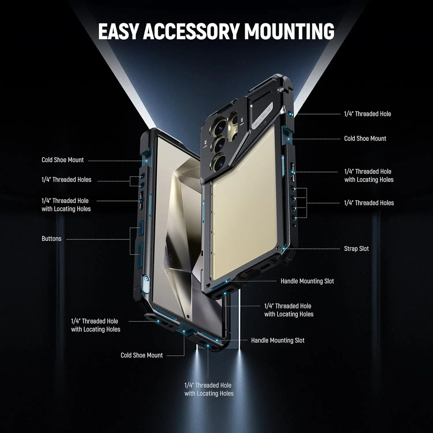Original Phone Cage Video Rig For Samsung Galaxy S24 Ultra with 360° NATO Rail &