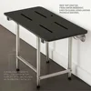 ADA Bariatric Folding Wall Mount Shower Bench 1000lb Capacity Matte Black Phenolic Seat 4