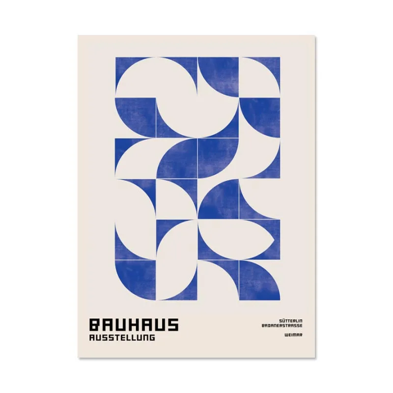 Black and White Modernism Canvas Print - Vintage Minimalist Bauhaus Wall Art