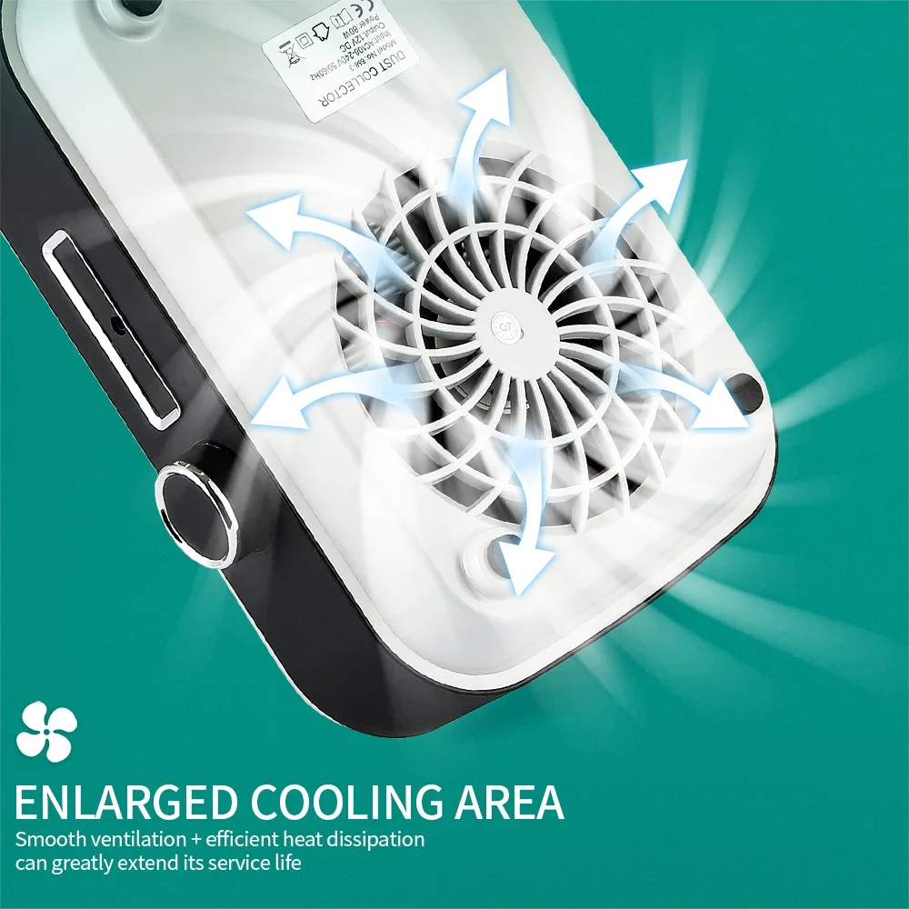 2000mAh Battery Wireless Use Nail Dust Collector 80W Ultra-strong Suction Manicure Nail Dust Vacuum Cleaner With Filter