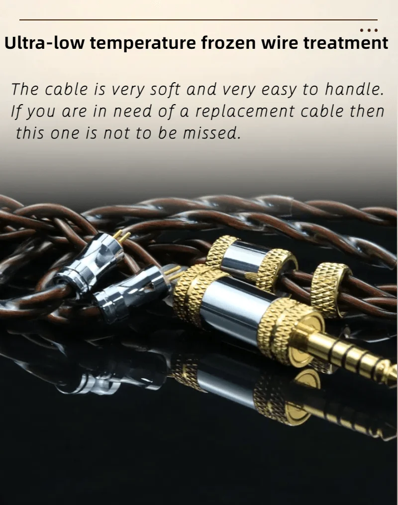 ivipQ-334 iem Cable Flagship Litz Frozen 7N OCC Kopfhörer-Upgrade-Kabel mit 3,5 mm/4,4 mm/miniXLR für HD650 HD800 HIFIMAN ANANDA – Detail 2