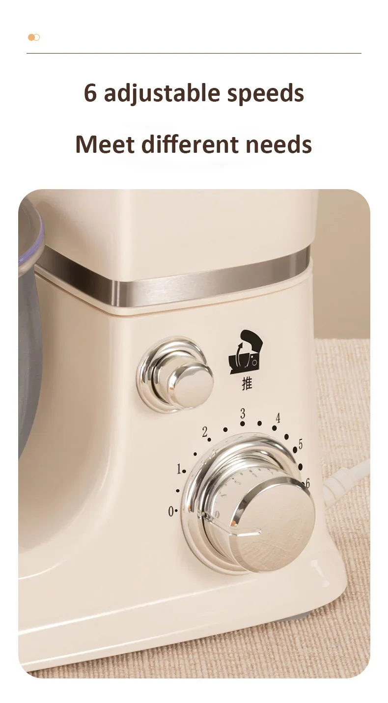 3-IN-1 Electric Stand Mixer 6-Speed with Pulse Button, Dough Hook, Beater, Whisk for Home Cooks Food Beater Electric Food Mixer