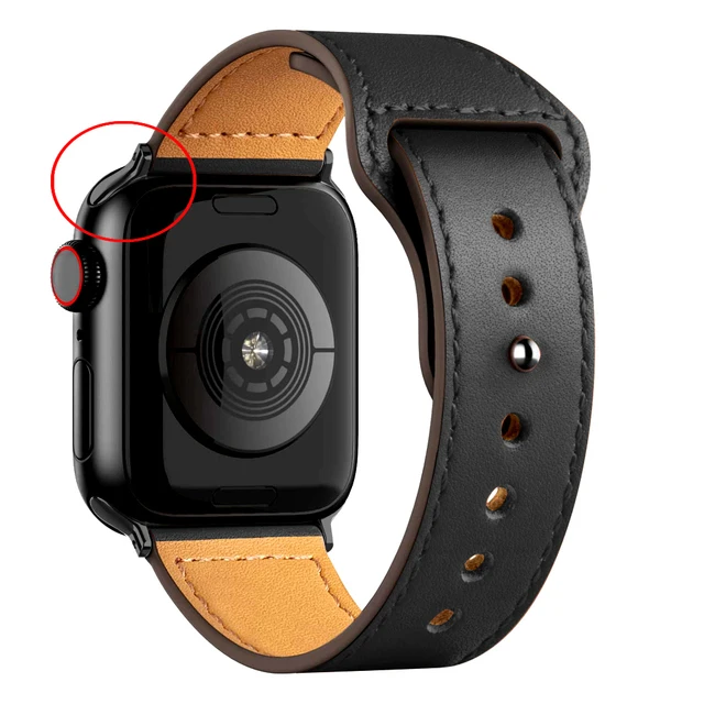 Leather strap For Apple watch band 44mm 40mm 42mm 38mm correa 44 mm wrist watchband Accessories bracelet iWatch serie 3 4 5 6 se 16 black