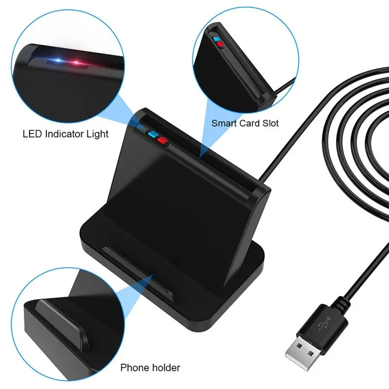 스마트 카드 리더 USB CAC IC ATM 스마트 카드 리더 범용 SIM 카드 리더 USB-CCID ISO 커넥터 Windows Linux용 내구성