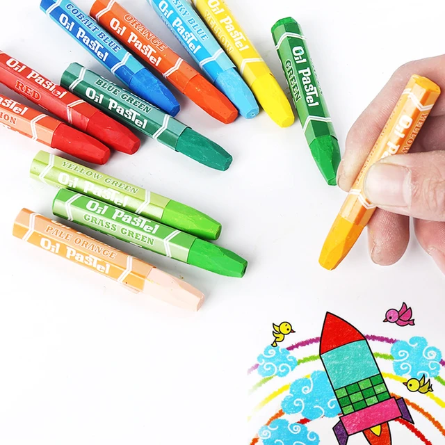 6/12/24/36 Colorful Triangle Plastic Crayons Set Children's Painting No  Dirty Hands Non-toxic Graffiti Oil Stick Art Supplies