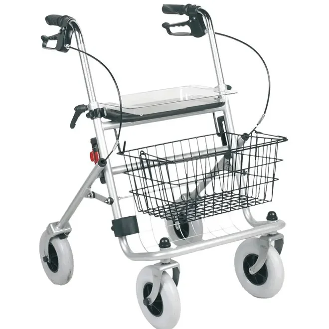 Mobility Aid Disabled Light Weight Seat Walker for Elderly Aluminum Shopping Rollator Walker with Seat RO520 5