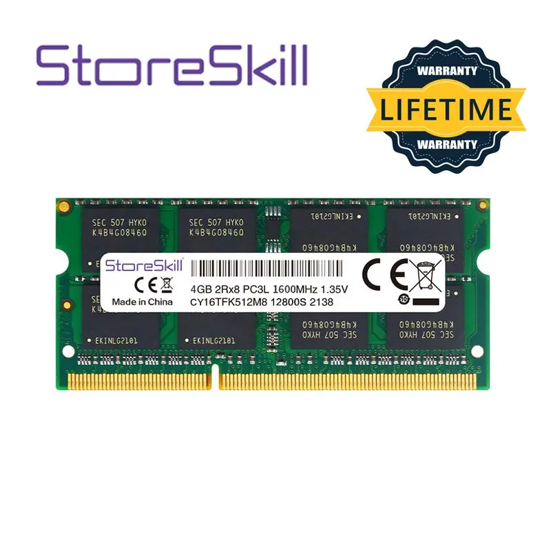 StoreSkill-Mémoire SODIMM DDR3L pour ordinateur portable, 2 Go, 4 Go, 8 Go, 10600, 1333, 12800, 1600