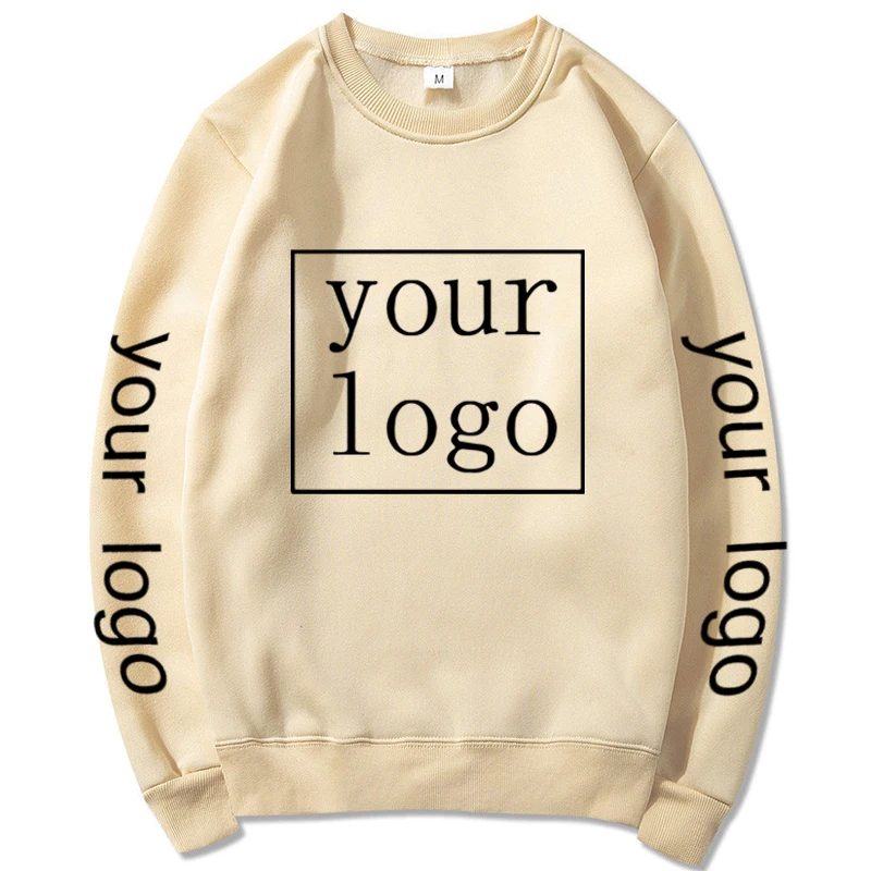 2024 Student Casual Custom Printed Text DIY Crew Neck Hoodies Customized Logo Personalized Pullovers Your Photo Logo Sweatshirt