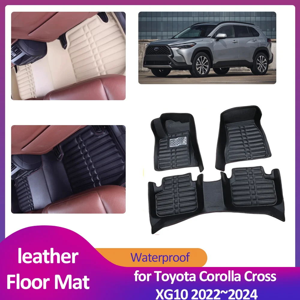 

Car Floor Mat for Toyota Corolla Cross XG10 2022~2024 Waterproof Leather Foot Inner Liner Carpet Pad Custom Cover Rug Accessorie