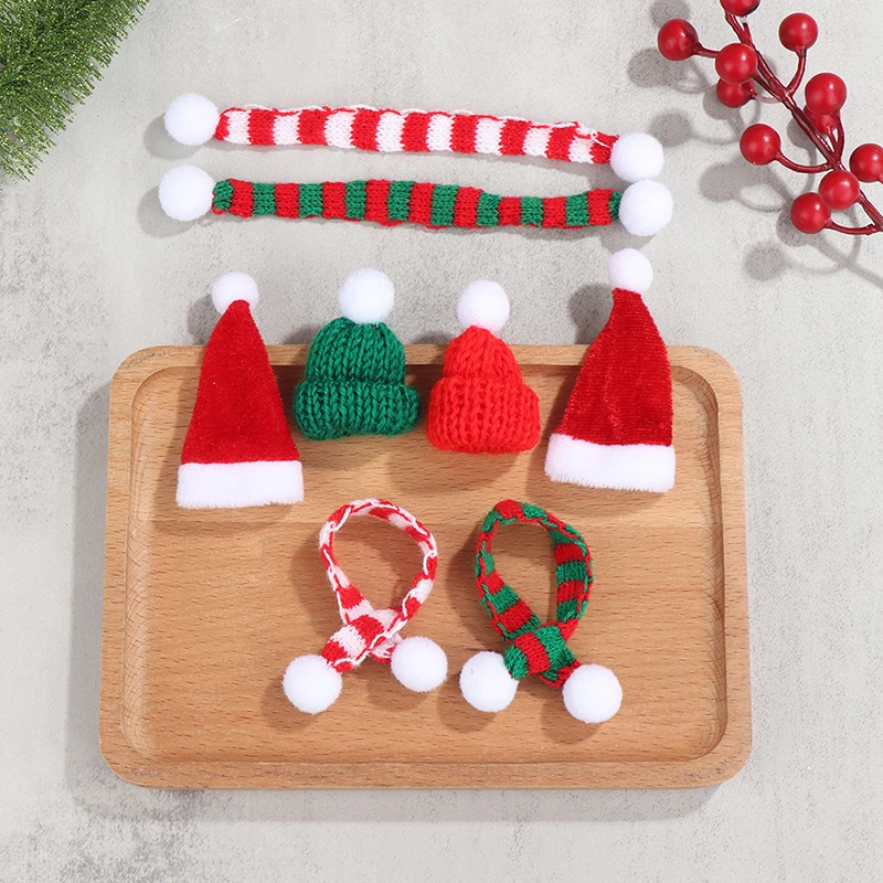 Christmas Beanie Hat 5/10pc Christmas Wine Bottle Covers Mini Santa Hats Scarf Christmas Scarf Santa Hats for Dolls Home Decor Navidad christmas beanie hat