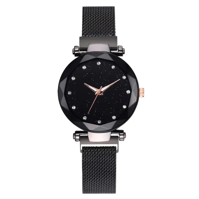 Women Rhinestone Starry Dial Stainless Steel Strap Lady Quartz Watch Fashion Simple Watch Strap Wristwatches Bracelet for Women 5