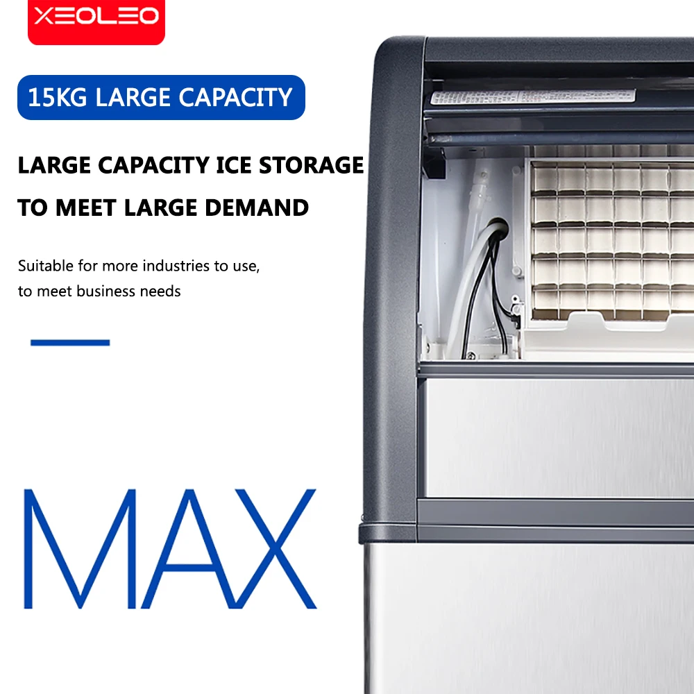 XEOLEO Automatic Ice Maker 15kg Storage Ice Making Machine Ice Maker Automatic Add Water 44 Pcs/18 Min For Lab/Coffee Shop 2