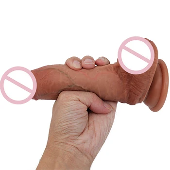 Real Skin Dildo Double Layer Penis Sexy Dick Suction Cup Sex Toy Woman Gspot Stimulator Soft Silicone Adult Cum Dilldo Realistic 3