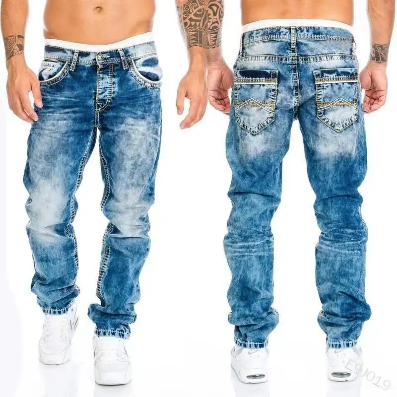 

Men Jeans Brands Straight Wide Pants WIth Side Pockets Men's Clothes Black Casual Pants Trousers Male Baggy Jeans for Men