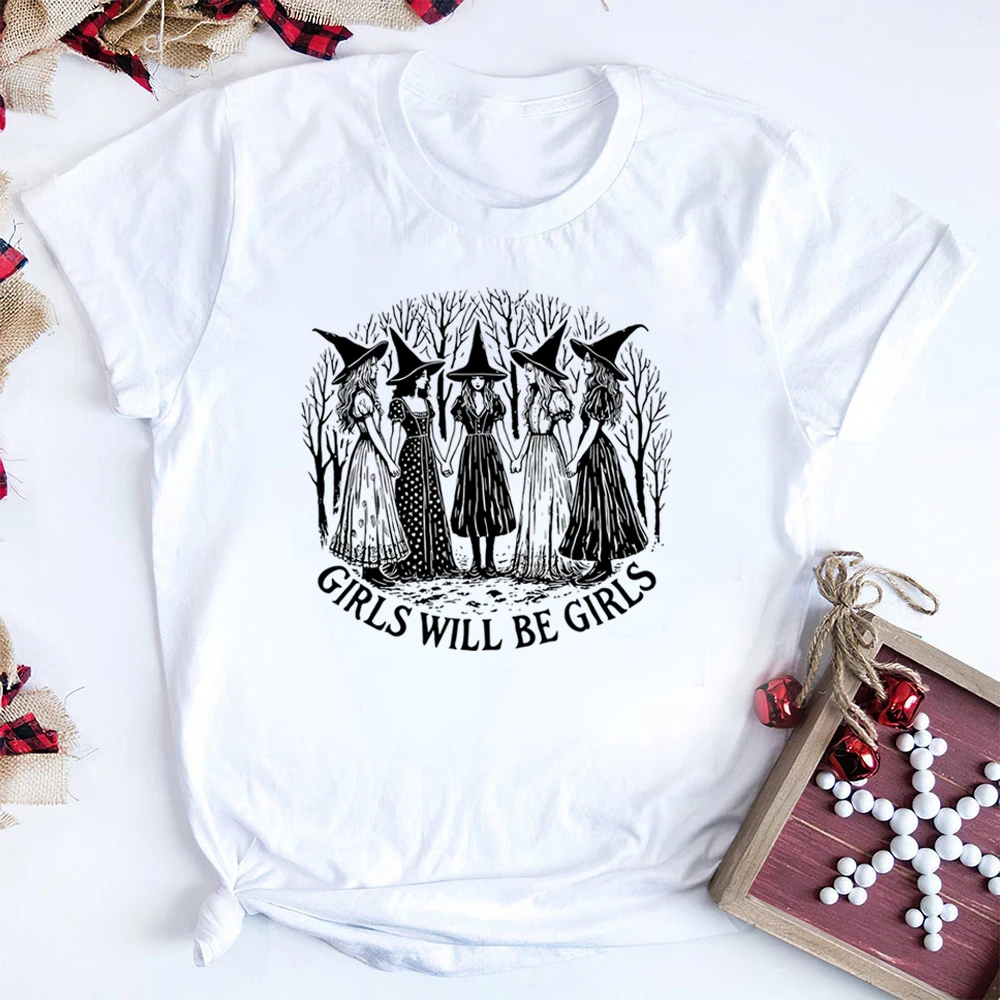 Girls Will Be Girls Witch Shirt Judith Beheading Holofernes Gothic Tee Unhinged Feminist Girl Power Halloween Women Witch Shirts 3