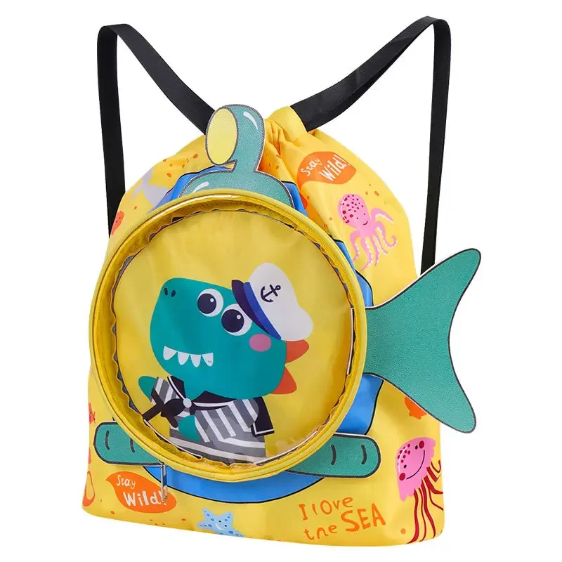 Children's Cartoon Swimming Bag Portable Beach Waterproof Dual Shoulder Bag Boys Girls Swimming Equipment Storage PVC