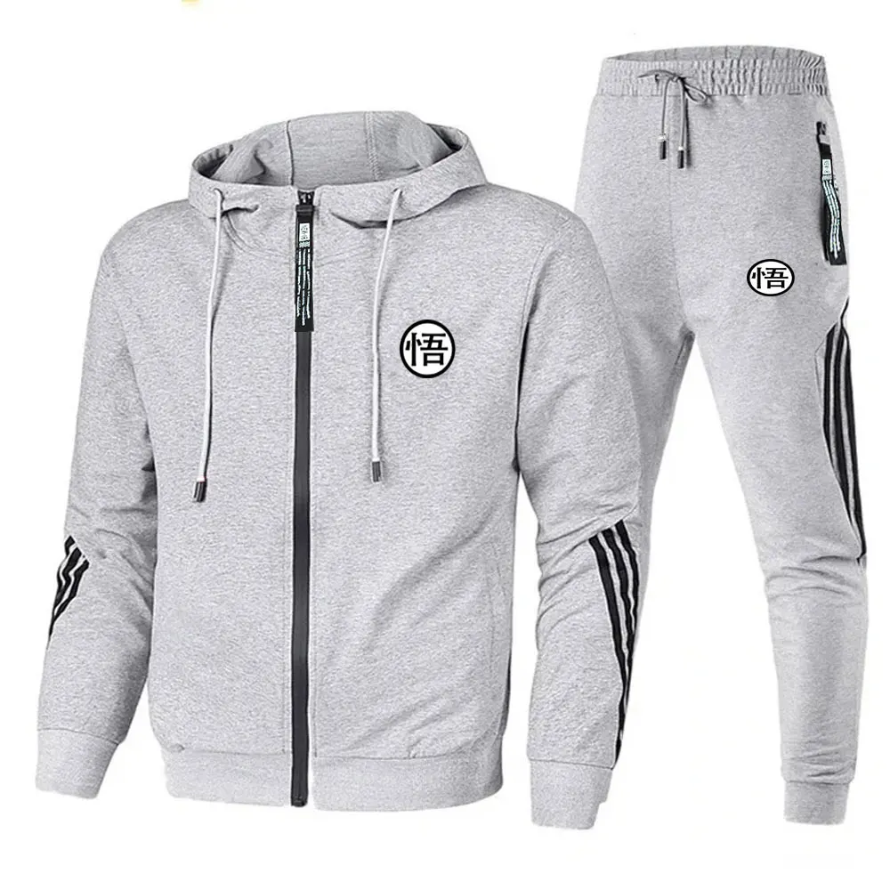 Men's Sportswear Fashion hooded Sportswear suit Sweatshirt+sweatpants suit Zipper hooded suit Men's jogging suit