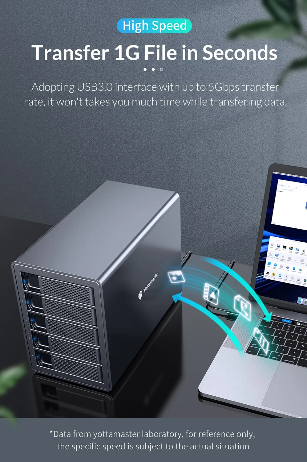 요타마스터 2/4/5 베이 HDD SSD 인클로저 150W 타입 B USB 3.0 SATA 도킹 스테이션 90TB 3.5인치/2.5인치 하드 드라이브 도크 (PC, 노트북, NAS용)