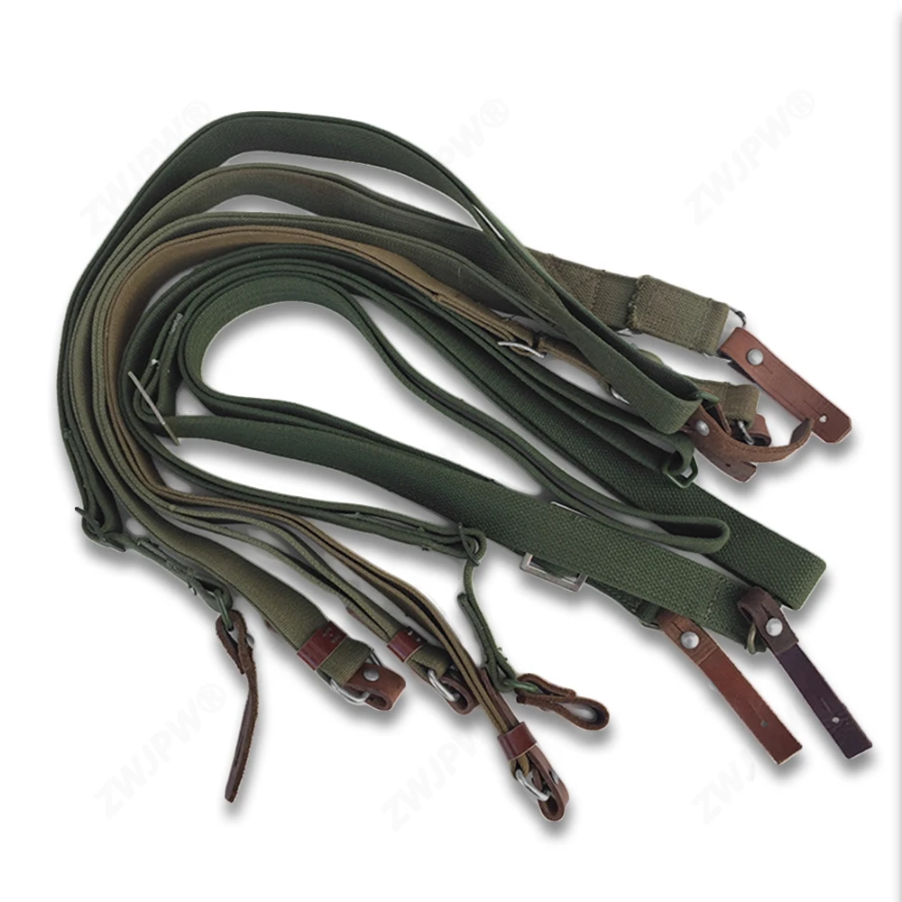 WWII WW2 Chinese Army Type 56 Canvas Outdoor Braces Sling Strap with Two Leather Endings