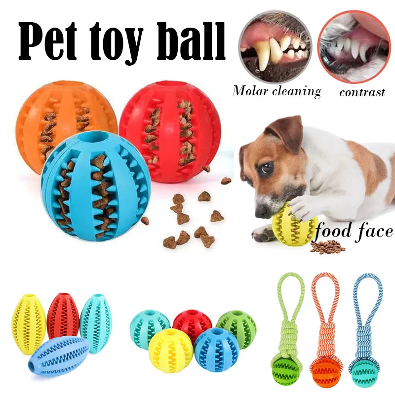 Dog Toy Ball Toothbrush for chewers Set of 4 - Dental Rubber Ball