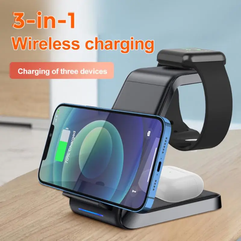 Charging Station 3-in-1 Led Universal Hot For 12/13/14 Phones Smart Charging Indicator Desktop 15w Multi-function Type-c