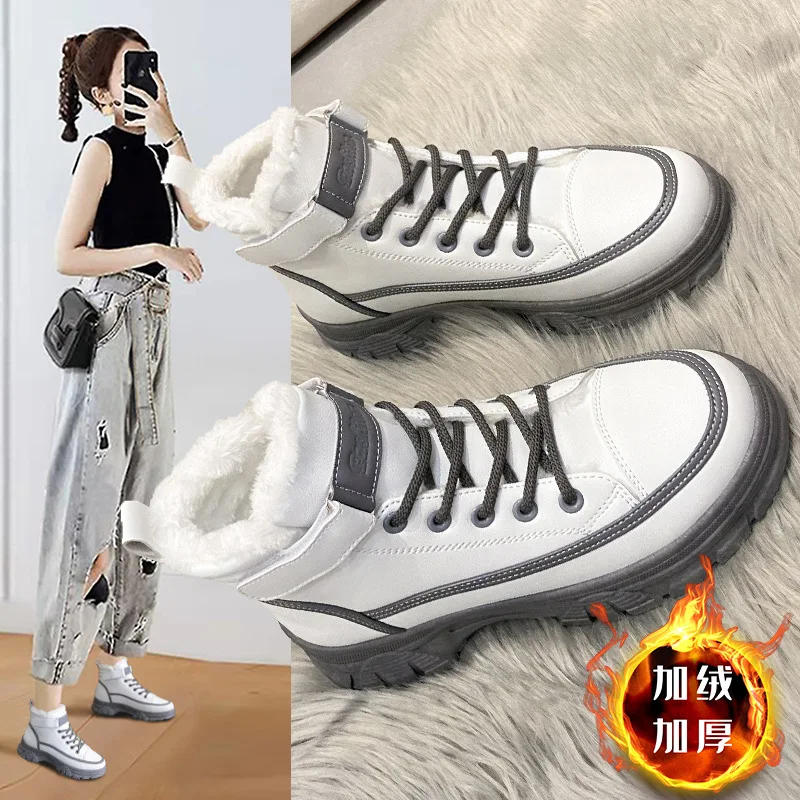 

Женские зимние ботинки, новинка 2022, зимняя женская обувь, короткие женские сапоги, теплая хлопковая обувь, утепленные Плюшевые короткие сапоги для женщин